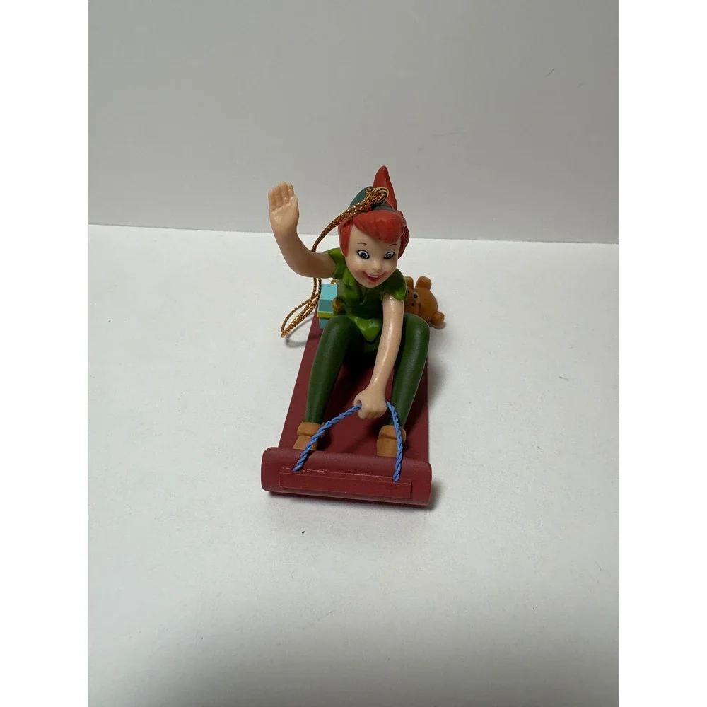 Vintage 1998 Disney Peter Pan on Sled Christmas Ornament with Box 26231 122